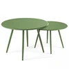 Image de Lot de 2 tables basses ronde en acier vert cactus - Oviala Palavas
