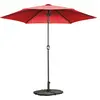 Image de Parasol droit inclinable 3m et 4 dalles lestées aluminium rouge - Oviala Matera
