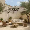 Image de Parasol Déporté 3x4m blanc Inclinable Rotatif + 4 Dalles Lestées - Oviala Caserta