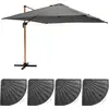 Image de Parasol déporté 3x3m et 4 dalles lestées effet bois gris - Oviala Brescia