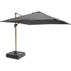 Image de Parasol déporté 3x3m et dalle à lester sur roues effet bois gris - Oviala Brescia