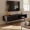 Image de Meuble TV 140 cm style indus bois noir - Oviala Logan