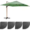 Image de Parasol déporté 3x3m et 4 dalles lestées effet bois vert cactus - Oviala Brescia