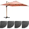Image de Parasol déporté 3x3m et 4 dalles lestées effet bois argile - Oviala Brescia