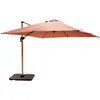 Image de Parasol déporté 3x3m et 4 dalles à remplir effet bois argile - Oviala Brescia