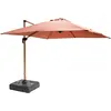 Image de Parasol déporté 3x3m et dalle à lester sur roues effet bois argile - Oviala Brescia