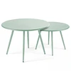 Image de Lot de 2 tables basses ronde en acier vert sauge 50 cm - Oviala Palavas