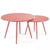 Image de Lot de 2 tables basses ronde en acier argile 50 cm - Oviala Palavas