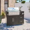 Image de Meuble barbecue gaz 4 brûleurs et rôtissoire pour cuisine extérieure - Oviala Memphis