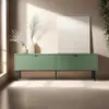 Image de Meuble TV 2 portes en acier et MDFReproduction mélaminé 150 cm vert sauge - Oviala Romeo