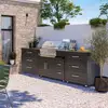 Image de Cuisine d'extérieur 3 éléments avec barbecue noir - Oviala Memphis