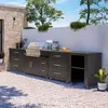 Image de Cuisine d'extérieur acier 4 éléments avec barbecue - Oviala Memphis