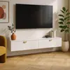 Image de Meuble TV suspendu 160 cm moderne blanc - Oviala Holly