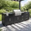 Image de Cuisine extérieure acier 3 éléments avec barbecue - Oviala Memphis