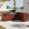 Image de Cuisine extérieure acier 4 éléments avec barbecue brique - Oviala Memphis