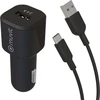 Image de Muvit, chargeur de voiture 12W 2,4A avec câble USB-C vers USB de 1,2m, noir