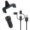 Image de Pack Support Voiture Grip 360° + Chargeur Allume-cigare + Câble 3 en 1 Noir - Neuf