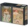 Image de Ensemble 2 Puzzle 500 pièces Grafika L'Art de Mucha Rêverie et Biscuits Lefevre Utile