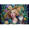 Image de Puzzle Bluebird - Puzzle artistique « Femme et chat » - 1 000 pièces - Carton