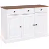 Image de Altobuy - Socoa - Buffet 3 Portes 3 Tiroirs Bois Massif Vernis Sepia Et Blanc