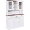 Image de Altobuy - Socoa - Buffet Vaisselier 5 Portes 3 Tiroirs Bois Massif Vernis Sepia Et Blanc