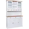 Image de Altobuy - Socoa - Buffet Vaisselier 5 Portes 6 Tiroirs Bois Massif Vernis Sepia Et Blanc