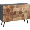 Image de Altobuy - Fulbert - Buffet 2 Portes 3 Tiroirs Acier Et Bois Massif