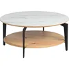Image de Tasha - Table Basse Ronde Céramique Et Placage Chêne Pieds Métal Noir