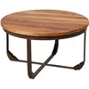 Image de Thara - Table Basse Ronde Plateau En Bois De Recyclé Et Pied En Acier