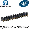 Image de Eur Ohm - Domino Électrique - Barrette Laiton Noire 12 Plots À Vis 2,5 Mm² - 24a