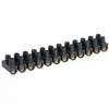 Image de Eur Ohm - Domino Électrique - Barrette Laiton Noire 12 Plots À Vis 16 Mm² - 76a