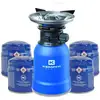 Image de Réchaud Gaz 2200w Coque Abs Piezo + 4 Cartouches De Gaz 190gr Kemper