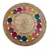 Image de Tapis Rond Fait À La Main Ø60cm Multicolore En Jute Motif Géométrique Pour Entrée