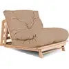 Image de Canapé Lit Convertible En Bois Avec Matelas Beige Confort - 90 X 200 Cm - Bois Clair Et Beige