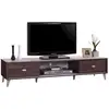 Image de Meublorama - Meuble Tv Ankara   150 Cm   2 Portes Coulissantes   Noyer & Blanc   Design Moderne