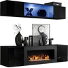 Image de Meubles suspendus avec cheminée décorative FLY N3   Noir   Meuble TV suspendu design pour votre salon