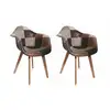 Image de Fauteuil Convertible Effet Cuir Marron   Dimensions 62x59x84 Cm   Assise Confortable En Imitation Cuir   Patchwork Moderne