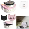 Image de Set De 2 Boites De Rangement En Forme De Chat - Rose Et Noir - L 25 X L 23 Cm X H 23 Cm - Livraison Gratuite
