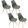 Image de Chaise Scandinave Coque Rembourree Kaki - Lot De 4