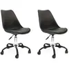 Image de Lot de 2 Chaises - HOME DECO FACTORY - KIRUNA - Roulettes - Confortables - Noires et argent