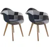 Image de Fauteuil Patchwork Bleu Gris - Lot De 2
