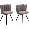 Image de Lot de 2 Chaises - HOME DECO FACTORY - Ariel - Velours - Gris