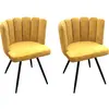 Image de Lot de 2 Chaises - HOME DECO FACTORY - Ariel - Velours - Jaune et Noir