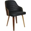 Image de The Home Deco Factory - Fauteuil 57x51x79 Cm En Pu Noir Et Bois Marron