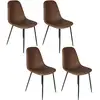 Image de The Home Deco Factory   Lot De 4 Chaises Amber Marron   Structure En Bois   Assise Confortable   Design Épuré Pour Salon Ou Salle À Manger