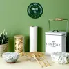 Image de Lot de 3 Couvercles - COOK CONCEPT - Réutilisables - En coton - Blanc et vert