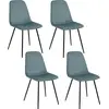 Image de Chaise Velours Cotele Giulia Bleu Canard - Lot De 4