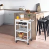 Image de Desserte à Roulettes - HOME DECO FACTORY - 3 Niveaux - Blanc et Marron