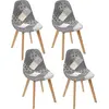 Image de Lot de 4 Chaises - HOME DECO FACTORY - Patchwork - Design Original - Blanc et Gris