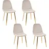 Image de Lot de 4 Chaises - HOME DECO FACTORY - Design Scandinave - Pieds Dorés - Gris et Or